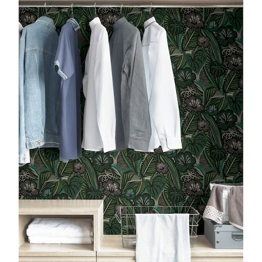 NuWallpaper Greens Lotusland Peel & Stick Wallpaper